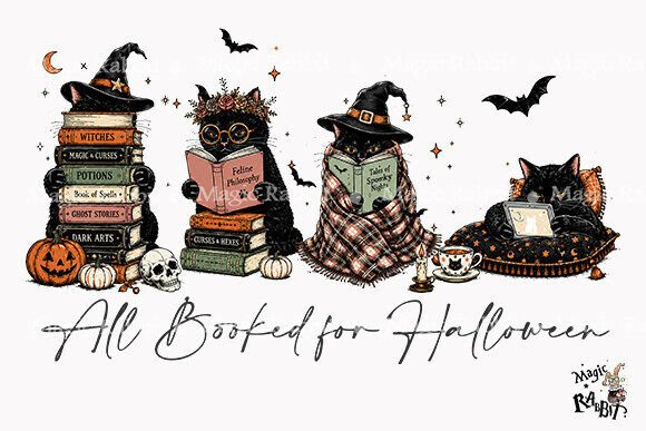 Download Halloween Bookish Cats PNG - Halloween Collection