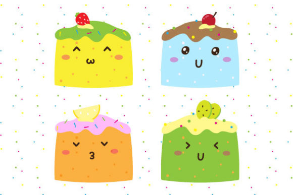 Download Set of Cute Sweet Cake Illustration - Cake illustration Collection