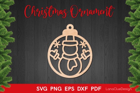 Download Round Christmas Ornament with Snowman - Premium Bundle