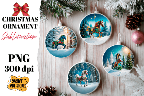 Download Christmas Horse Ornament Sublimation. - Horse ornament Collection